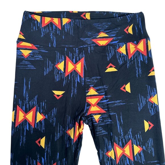 LuLaRoe 80's Rocker Black Orange Yellow Southwestern Red Leggings One Size OS - Picture 2 of 5